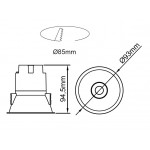 Foco Downlight LED COB Fijo Redondo Ø93mm 12w Konic NIKE L, Blanco, Negro, Gris, Rojo ó Dorado